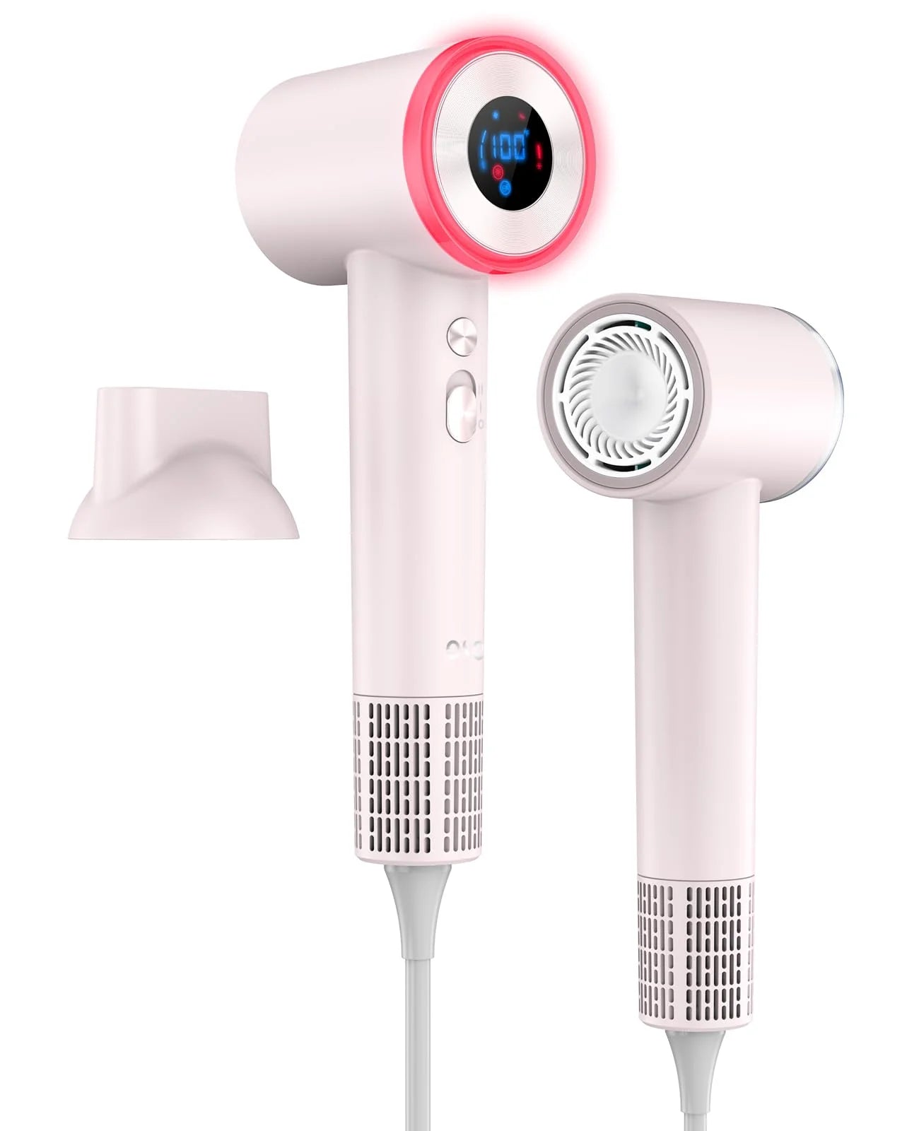 Hair Dryer, High Speed 5X Faster Professional Salon Ionic Blow Dryer with 10 Settings & LCD Display, Portable Lightweight Low Noise Hair Drier with Nozzle for Home & Travel, Perfect Gift, Pink