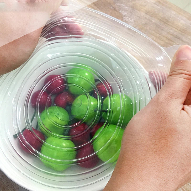 Silicone Stretch Lids, 6-Pack Various Sizes Cover for Bowl, European-Grade Silicone Kitchen Accessories