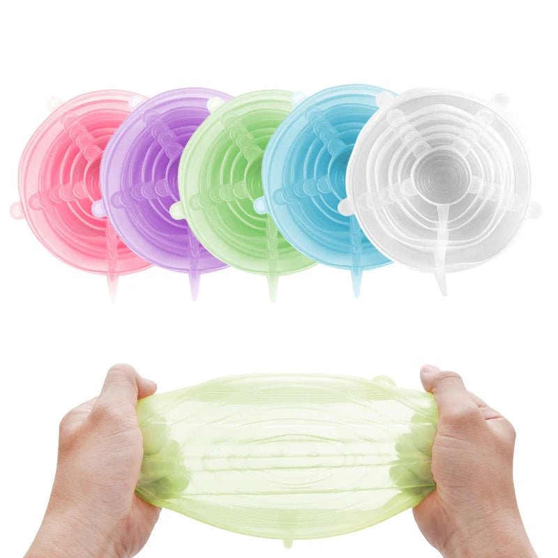 Silicone Stretch Lids, 6-Pack Various Sizes Cover for Bowl, European-Grade Silicone Kitchen Accessories