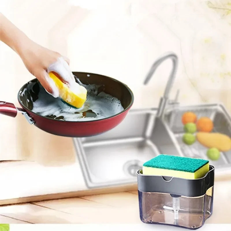Dish Soap Dispenser for Kitchen,Liquid Soap Dispenser Kitchen Soapdispenser with Sponge Holder,Sponge Caddy Soap Pump Dispenser