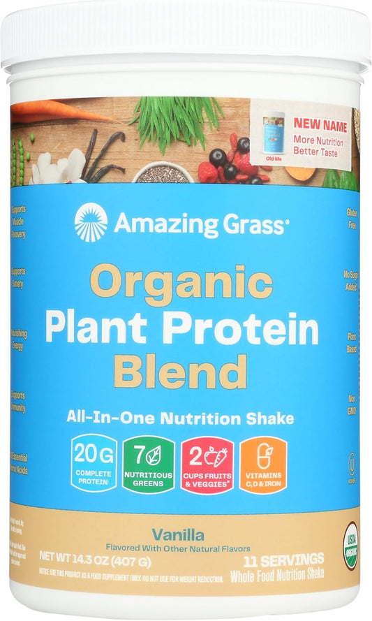 Organic Plant Protein Blend: Vegan Protein Powder, New Protein Superfood Formula, All-In-One Nutrition Shake with Beet Root, Pure Vanilla, 11 Servings