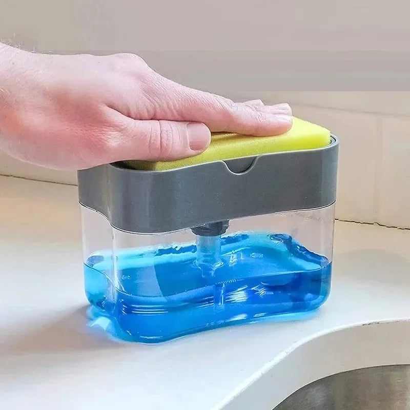 Dish Soap Dispenser for Kitchen,Liquid Soap Dispenser Kitchen Soapdispenser with Sponge Holder,Sponge Caddy Soap Pump Dispenser