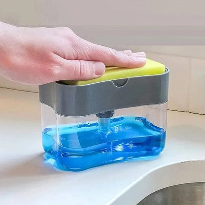 Dish Soap Dispenser for Kitchen,Liquid Soap Dispenser Kitchen Soapdispenser with Sponge Holder,Sponge Caddy Soap Pump Dispenser