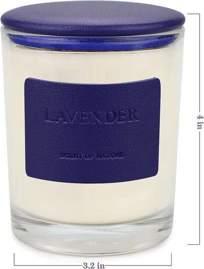Candles, Premium Lavender | Highly Scented Candles for Home | 7.8 Oz 50 Hour Burn, Glass Jar Candles, All Natural Soy Candles | Leather High-End Design Aromatherapy Candles with Gift Box